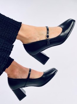 Czółenka na obcasie w stylu Mary Jane KEEFEL BLACK - 38